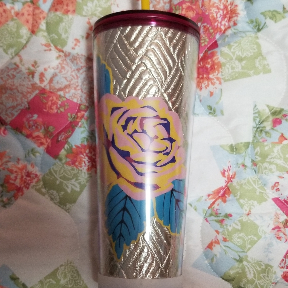 Starbucks Gold Quilted Rose Tumbler